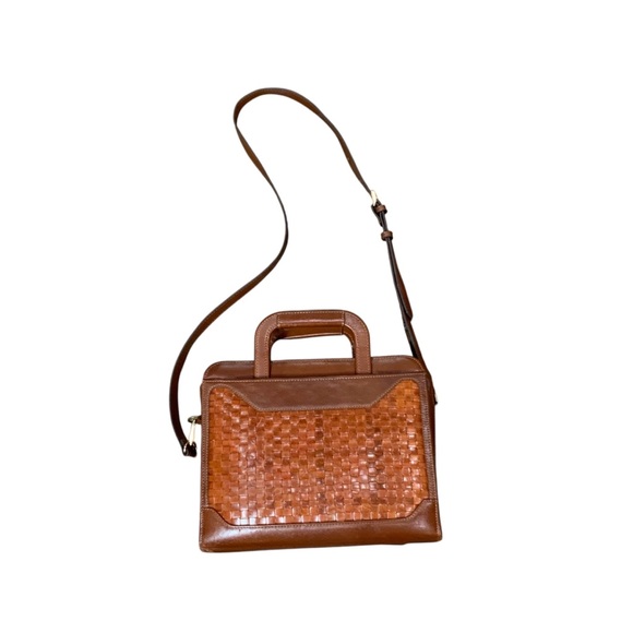 Vintage Franklin Quest 7 Ring Woven Leather Crossbody Planner 11” X 9” - Picture 2 of 13
